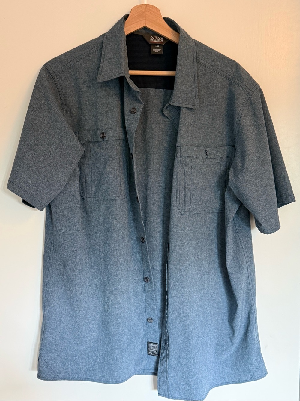 Outdoor Research Men's Short-Sleeve Button-Down Shirt - Blue Gray